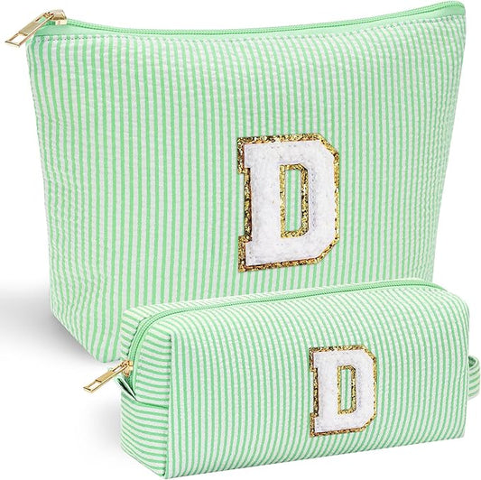 YOOLIFE Birthday Gifts for Women Her - Personalized Cute Initial Cosmetic Makeup Pouch Make Up Travel Bag for Mothers Day Gifts Teacher Sister Friend Girlfriend Mothers Day Gifts for Mom D