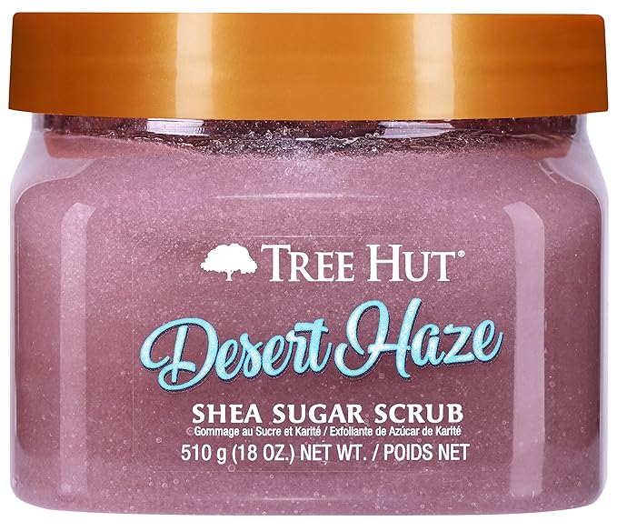 Tree Hut Desert Haze Shea Sugar Scrub, Exfoliating, Hydrating & Moisturizing Body Scrub with Shea Butter & Nourishing Essential Oils, Smooth & Soften Skin, 18 oz