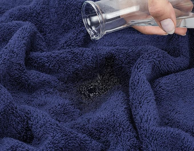 American Soft Linen Luxury 4 Piece Bath Towel Set, 600 GSM 100% Cotton Turkish Bath Towels for Bathroom, 27x54 in Extra Large Bathroom Shower Towels, Navy Blue