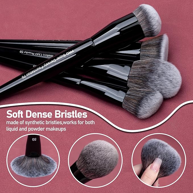 Bueart Design 32Pcs PRO Grade Makeup Brushes Set with Super large Holder, Premium Ultra-soft Synthetic Foundation Contour Powder Blush Concealer Eyeshadow Classic Black Make up Brush