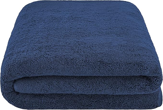 American Soft Linen Oversized Bath Sheet 40x80 Extra Large for Bathroom, 600 GSM 100% Cotton Turkish Jumbo Bathsheet Towels for Adults, Navy Blue Bath Sheet