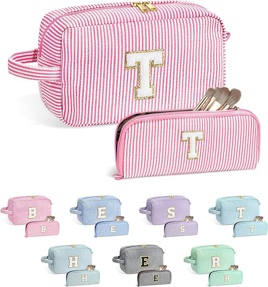 YOOLIFE Gifts for Teen Girls - Personalized Initial Makeup Bag, Birthday Gifts for Women Sister Friend Daughter Girls Kids