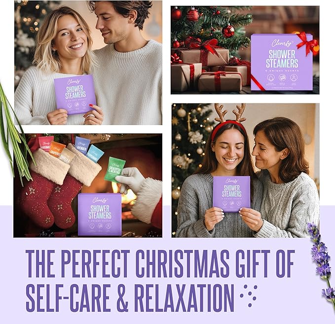 Cleverfy Shower Steamers Aromatherapy – Stocking Stuffers for Women, Teens and Wife – Christmas Gifts for Women and Teen Girls – White Elephant Gifts for Adults – 6 Tablets