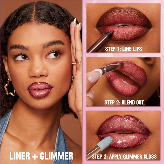 Revlon Super Lustrous Glimmer Gloss and ColorStay Multi-Liner Bundle, Rose Glow and Dallying, Pack of 2