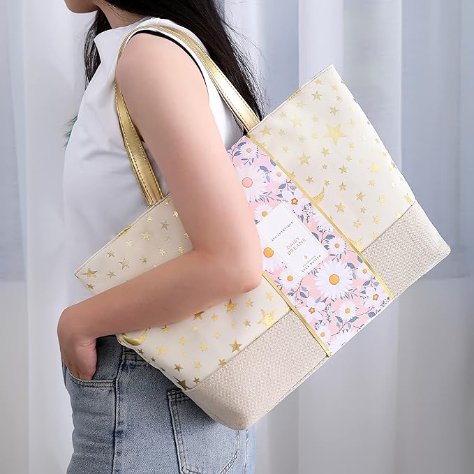 Spa Luxetique Gift Baskets for Women, Dasiy Dream Scented 15pcs Bath Gift Sets with Shower Gel, Hand Cream and Tote Bag, Mother's Day Gifts for Mom