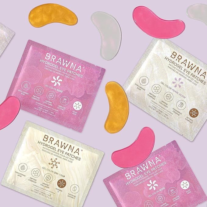 BRAWNA Hydrogel Undereye Mask Patch with Retinol, Collagen, Peptides, Hyaluronic Acid - For Puffy Eyes, Dark Circles, Undereye Bags - Vegan Cruelty-Free Skincare Birthday Gifts for Women - 24 Pairs
