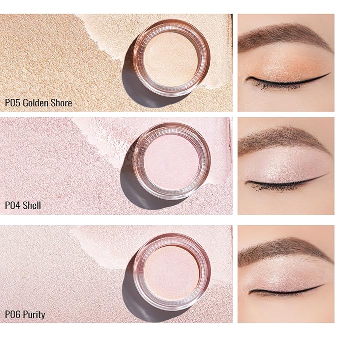 Oulac Cream Eyeshadow also for Highlighter Large Capacity Highly Pigmented Eye Shadow Waterproof &Long Lasting with Moisturizing Formula, Shimmer Glitter Eye Makeup Set 2