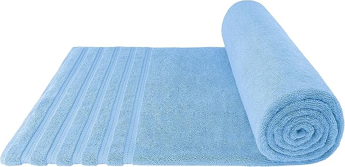 American Soft Linen 35x70 Jumbo Large Bath Towels, 600 GSM 100% Cotton Turkish Bath Sheet, Oversized Luxury Bath Towels for Bathroom Beach and Pool, Sky Blue