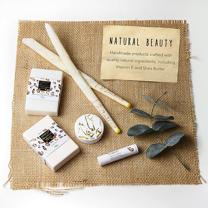 Luxury At-Home Spa Kit with Honey Almond Scent - Bath Gift Basket with Vit E-Rich Bath Essentials, Tumbler, Ear Candles, Bath Oil, Salts, Shower Steamer, Organic Lip Balm & More in Leopard Basket, 21