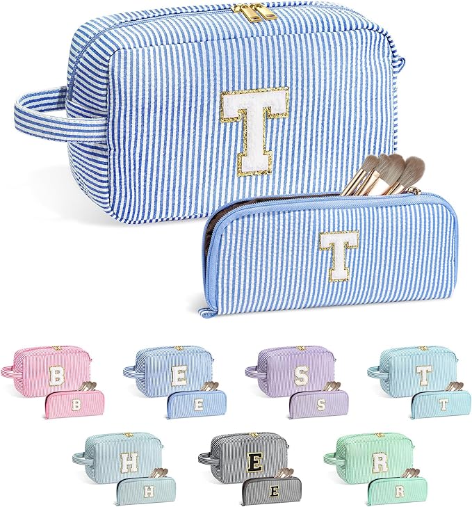 YOOLIFE Gifts for Teen Girls - Personalized Initial Makeup Bag, Birthday Gifts for Women Sister Friend Daughter Girls Kids