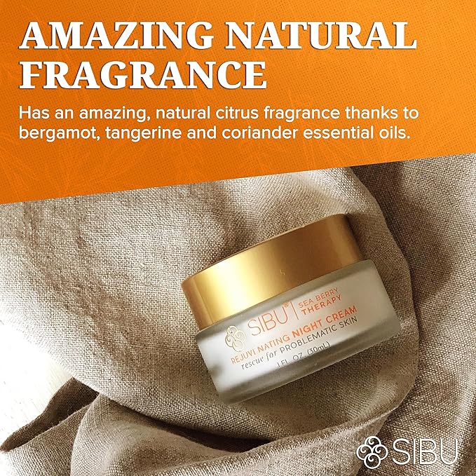 sibu Rejuvenating Night Cream (1 oz), Made With Premium Himalayan Sea Buckthorn & Hyaluronic Acid – Hydrates, Smooths Wrinkles, and Repairs Aging, Sun-Damaged Skin