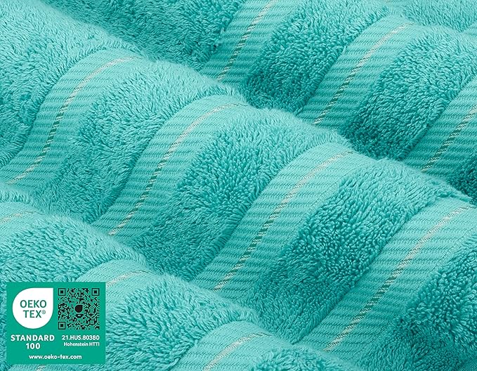American Soft Linen Luxury 4 Piece Bath Towel Set, 600 GSM 100% Cotton Turkish Bath Towels for Bathroom, 27x54 in Large Bathroom Shower Towels, Turquoise Blue
