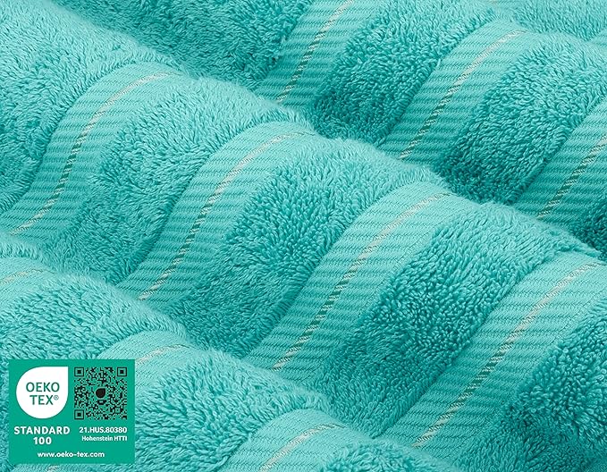 American Soft Linen Premium 3 Piece Towel Set, 1 Bath Towel 1 Hand Towel 1 Washcloth, 600 GSM 100% Cotton Turkish Towels for Bathroom, Turquoise Towel Set