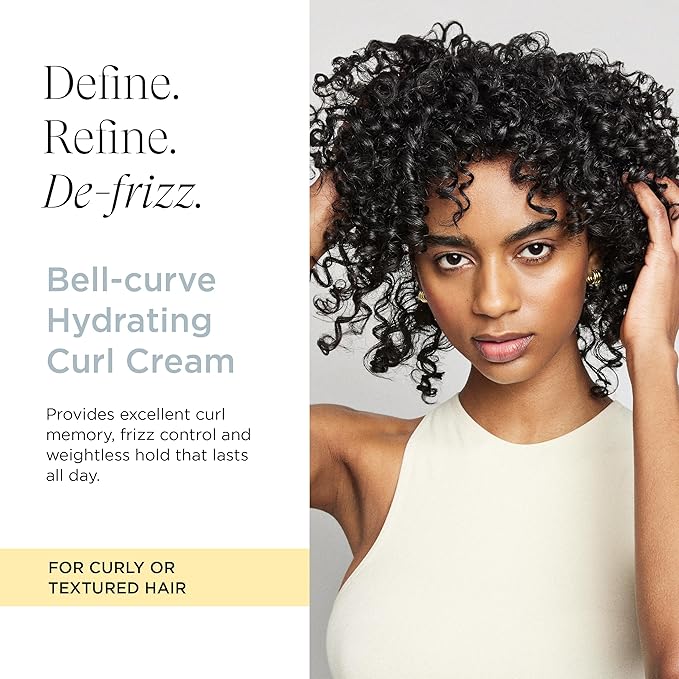 Bell-curve Curl Cream for Curly Hair – Defines, Softens & Controls Frizz, 97% Natural, 11% Organic, Vegan, Clean Beauty, with Safflower Seed Oil & Aloe, Lightweight Moisture & Shine, 4 oz