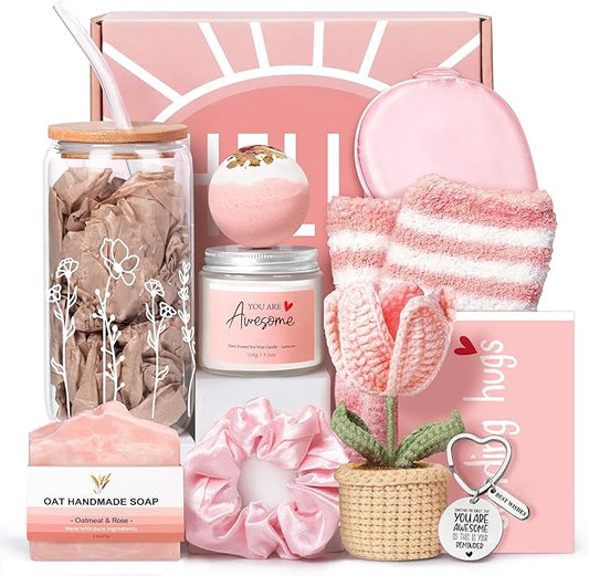 Gift Baskets for Women, Unique Birthday Gifts for Women, Thinking of You Inspirational Gift Set Box, Get Well Soon Gift Basket Sending Hug, Christmas Gifts for Teen Girl Her Wife Best Friend Sister