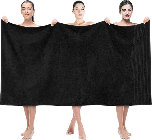 American Soft Linen 35x70 Jumbo Large Bath Towels, 600 GSM 100% Cotton Turkish Bath Sheet, Oversized Luxury Bath Towels for Bathroom Beach and Pool, Black