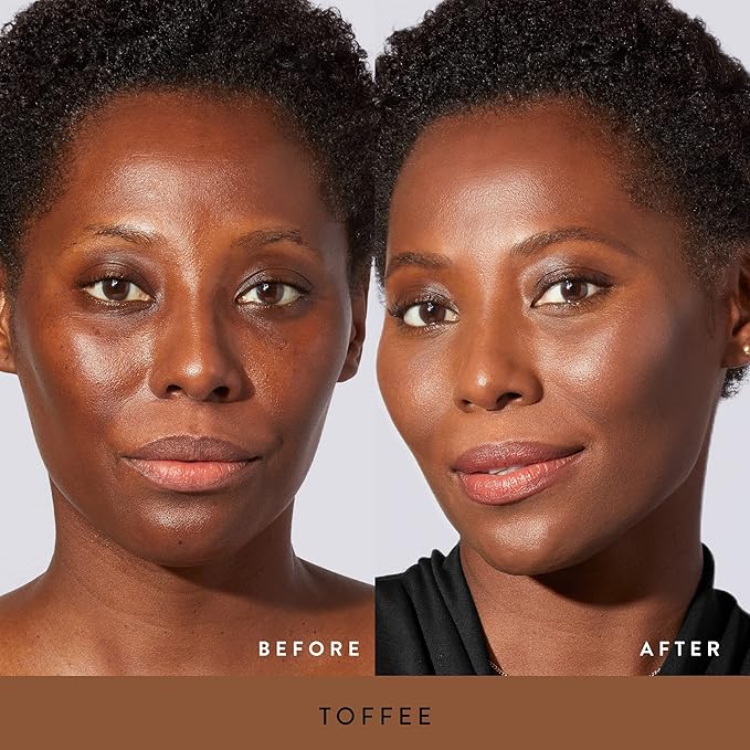 LAURA GELLER NEW YORK Everyday Routine Kit - Baked Balance-N-Brighten Color Correcting Powder Foundation, Toffee + Retractable Angled Kabuki + Spackle Makeup Primer, Champagne Glow (3 PC)