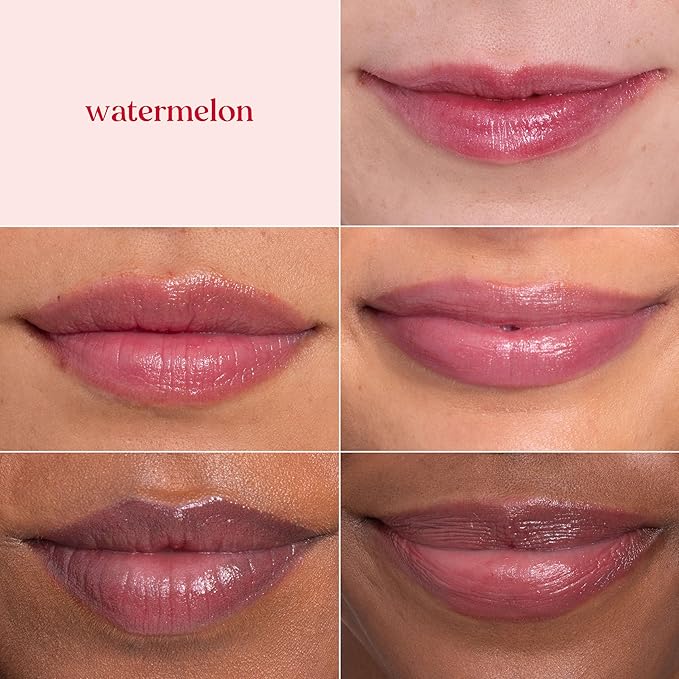 Burt's Bees Christmas Gifts, Lip Shimmer Pink Collection, Tinted Lip Balm Stick, Moisturizing for Hydration with Natural Glowy Pigmented Finish & Buildable Color, Value Pack, 3 Tubes x 0.09 Oz