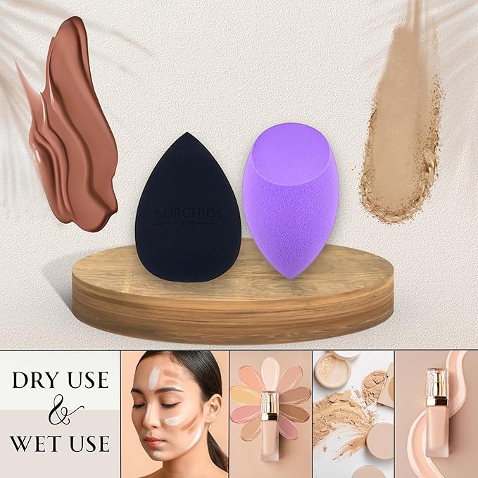 Super Soft Beauty Blender Sponge Set of 2, Makeup Sponges for Foundation, Liquid, Cream and Powder, Beauty Blender pack for Blending, makeup sponges for foundation