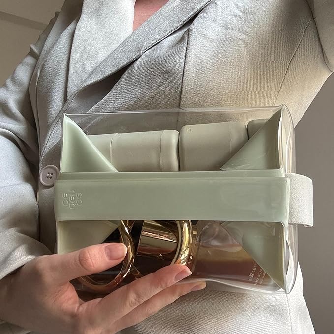 Cadence Parcel - Clear Dopp Kit with Magnetic Closure - Durable and Leak-Resistant Travel Toiletry Kit - TSA-Compliant & Modular Design - Hygiene Bag for Travel Essentials - 1 Qt - Pebble