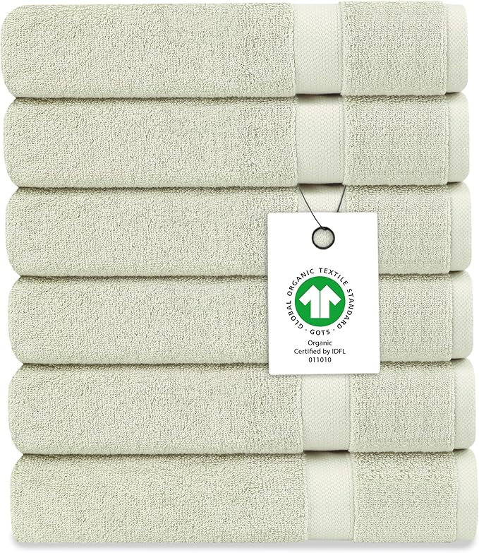 Delara Organic Cotton Luxuriously Plush Washcloths Pack of 6 | GOTS & Oeko-TEX Certified | Premium Quality Face Towels | Feather Touch Technology|650 GSM Long Staple|Soft, Quick Dry & Ultra-Absorbent