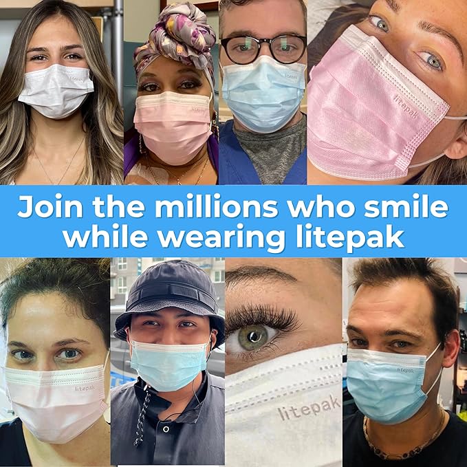 Litepak 125-Pack Disposable Face Mask Premium Comfort Earloops with Dispenser Box