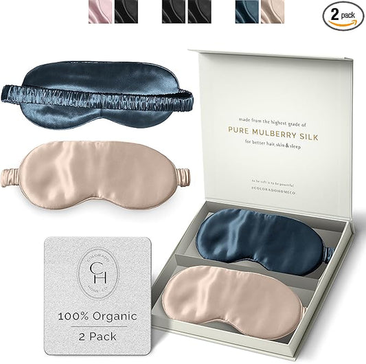 Silk Sleep Mask for Women and Men - Silk Eye Mask for Sleeping, Blindfold, Eye Covers, Pack of 2
