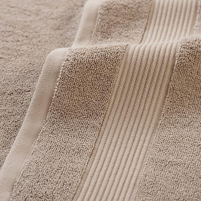 Arkwright Bath Towels Set of 6 - Super Soft 100% Cotton, 600 GSM Quick Dry & Absorbent, Luxury Bathroom Essentials with 2 Shower Towels, 2 Hand Towels and 2 Washcloths, Latte Beige