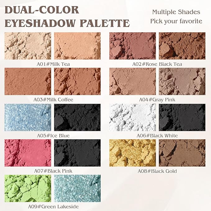 Duo Eye Shadow Powder，Taupe Plum&Brown Matte Eyeshadow Makeup Palette，Neutral Shades Eyeshadow Palette for Woman Daily Eyes Looks，Highly Pigmented，Smooth, Blendable，sombras de ojos, Cruelty-Free 02