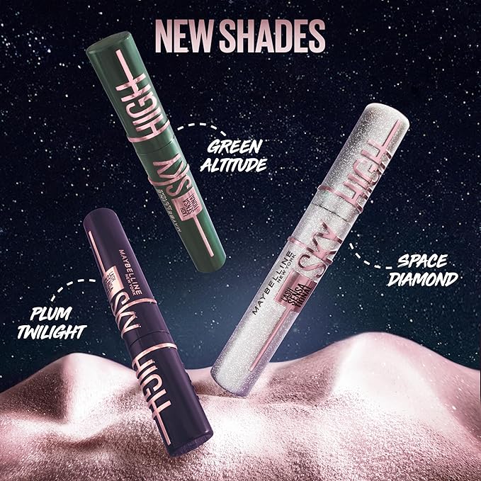 Maybelline Lash Sensational Sky High Washable Mascara, Volumizing, Lengthening, Defining, Curling, Multiplying, Buildable Mascara Make Up Formula, Green Altitude, 1 Count