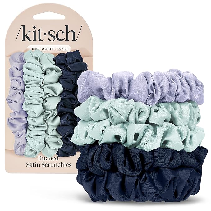 Kitsch Satin Scrunchies for Women - No Crease Hair Ties for Girls | Scrunchies For All Hair Types and Textures, Perfect for Day or Night - Garden Bouquet | Ideal Gifts for Women, 5pcs