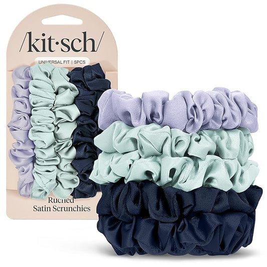 Kitsch Satin Scrunchies for Women - No Crease Hair Ties for Girls | Scrunchies For All Hair Types and Textures, Perfect for Day or Night - Garden Bouquet | Ideal Gifts for Women, 5pcs