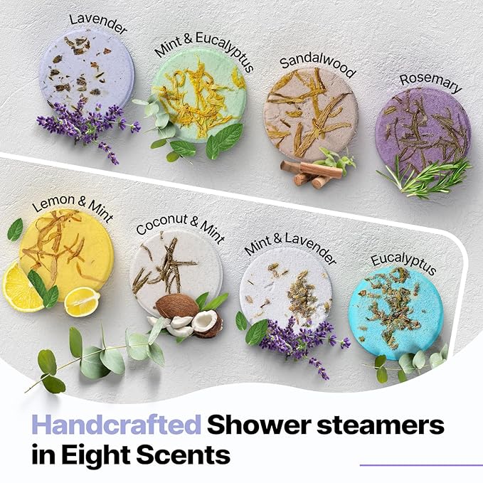 Shower Steamers Aromatherapy Birthday Gifts for Women - SWCANDY 8 Pcs Stocking Stuffers White Elephant Gifts for Adults Mom Men Teen Self Care with Natural Essential Oils Relaxation Home SPA Christmas