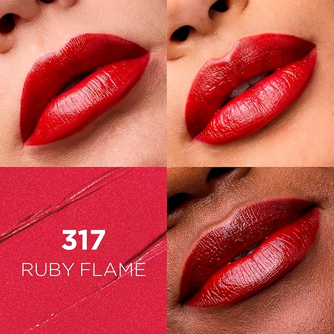 L'Oreal Paris Colour Riche Original Creamy, Hydrating Satin Lipstick with Argan Oil and Vitamin E, Ruby Flame, 1 Count (Pack of 2)