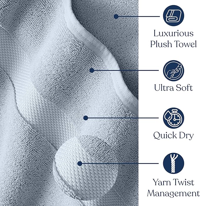 Delara Organic Cotton Luxuriously Plush Bath Sheet Pack of 4 | GOTS & OEKO-TEX Certified | Premium Hotel Quality Towels | Feather Touch Technology|650 GSM Long Staple|Soft, Quick Dry & Ultra-Absorbent