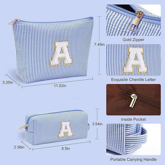 YOOLIFE Teen Girl Gifts | Makeup Bag | Cosmetic Bag | Travel Toiletry Bag | Gifts for Teacher Teen Girls Girlfriend Bridal Shower | Birthday Gifts for Kids | 15 14 13 Year Old Girl Gifts Blue A