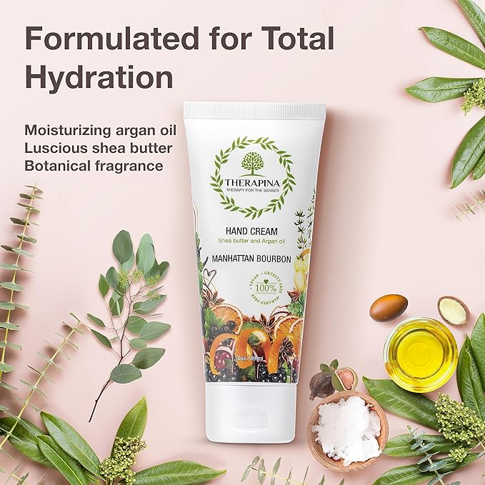 Aromatherapy Hand Cream for Dry Skin – Shea Butter Hand Cream for Women and Men with an Awakening, Long-Lasting Manhattan Bourbon Scent – Vegan Hand Cream Lotion for Dry Skin, 3 Oz.