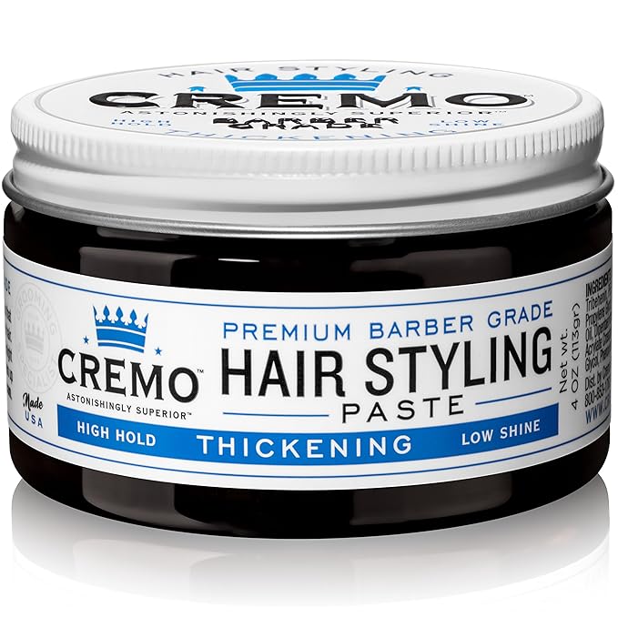 Cremo Barber Grade Hair Styling Thickening Paste and Palo Santo Body Wash Bundle, 4 Oz and 16 Fl Oz
