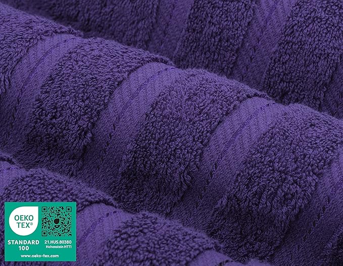 American Soft Linen Premium 3 Piece Towel Set, 1 Bath Towel 1 Hand Towel 1 Washcloth, 600 GSM 100% Cotton Turkish Towels for Bathroom, Purple Towel Set