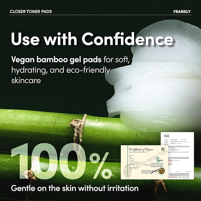 FRANKLY Pore Closer Toner Pads l Rice Jelly Pads with 9 Peptides, Vegan Collagen, Rice Extract l Pore Minimizer l Hydrating for All Skin Types l Korean Skin Care