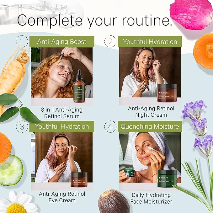 Tree to Tub Retinol Anti Aging Face Moisturizer for Dry & Sensitive Skin - Anti Wrinkle Hyaluronic Acid Facial Moisturizer, Vitamin A & E Night Cream for Women & Men w/Organic Aloe 2 Pack