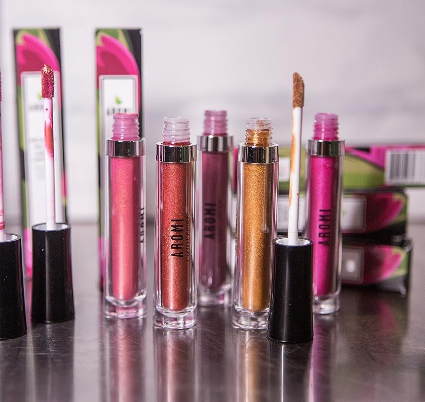 Aromi Dusty Rose Metallic Liquid Lipstick | Pink Chestnut Lip Color with Shimmery Finish, Vegan, Cruelty-free, Long-lasting, Waterproof (Alpine Bloom)
