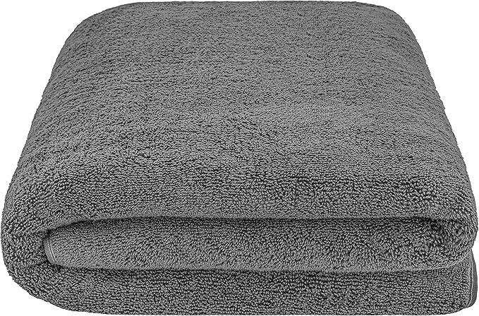 American Soft Linen Oversized Bath Sheet 40x80 Extra Large for Bathroom, 600 GSM 100% Cotton Turkish Jumbo Bathsheet Towels for Adults, Dark Gray Bath Sheet