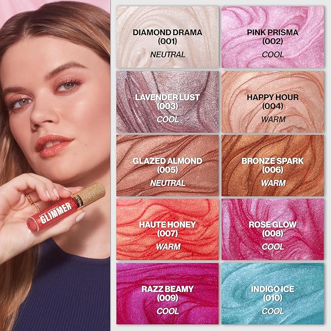 REVLON Super Lustrous Glimmer Gloss, Non-Sticky Lip Gloss, High-Shine Finish, Plant-Based Glitter, 006 Bronze Spark, 0.13 fl oz